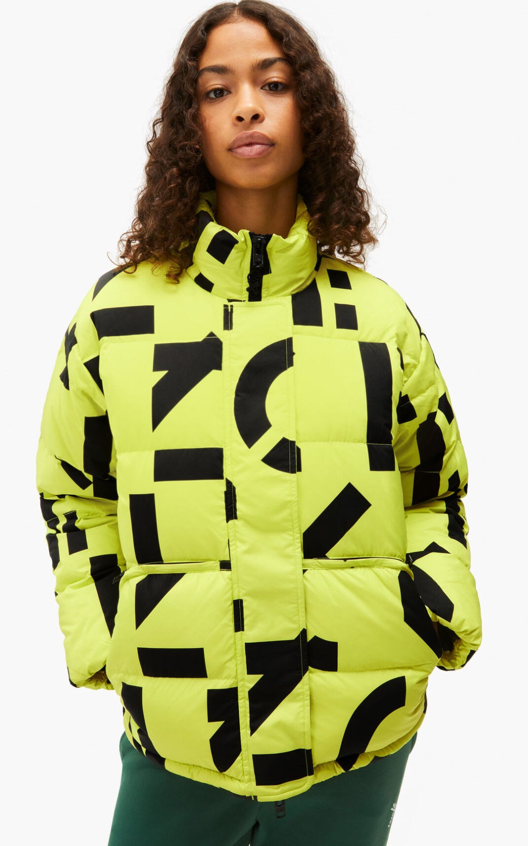 Jaqueta Pena De Ganso Kenzo Sport monogram Feminino - Luz Verdes | 027EJTRDQ